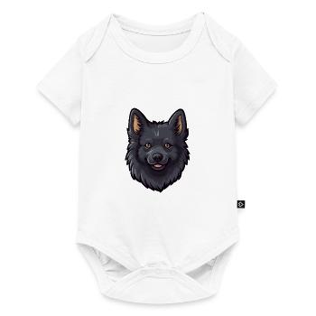 Schipperke chien race dessin animé kawaii illustration - Body à manches courtes Premium Bébé - blanc - Devant