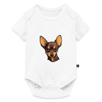 Russe Toy Terrier chien race dessin animé Kawaii Illus - Body à manches courtes Premium Bébé - blanc - Devant
