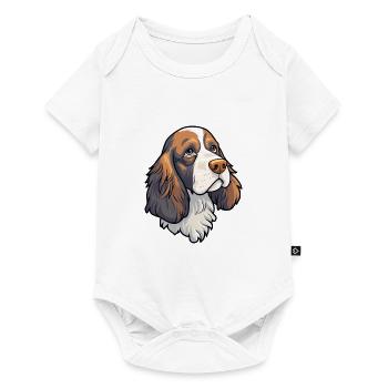 Anglais Springer Épagneul chien race Cartoon Kawaii - Body à manches courtes Premium Bébé - blanc - Devant