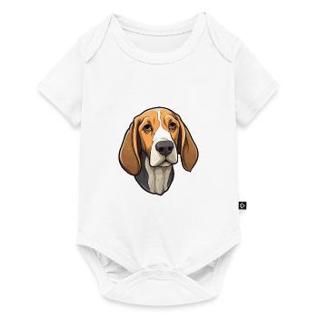 American Foxhound chien race Cartoon Kawaii Illustr - Body à manches courtes Premium Bébé - blanc - Devant