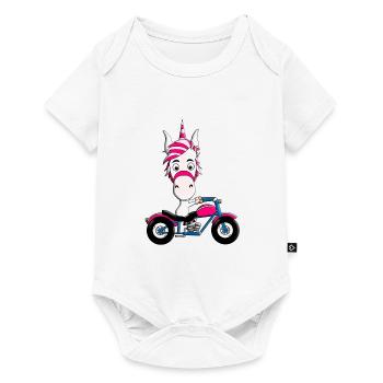 MOTORRAD - BIKER - EINHORN - Baby Premium Kurzarmbody - Weiß - Vorne