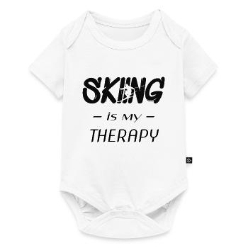 skifahren, ski, skiing is my therapy - Baby Premium Kurzarmbody - Weiß - Vorne