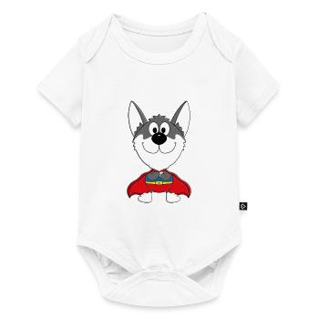 HUSKY - SCHLITTENHUND - SUPERHELD - TIER - HELD - Baby Premium Kurzarmbody - Weiß - Vorne