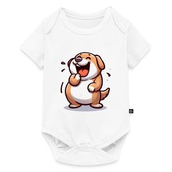LAUGHING DOG FOUR-LEGGED FRIEND PET ANIMAL LOVER JOKE - Baby Premium short-sleeve bodysuit - white - Front