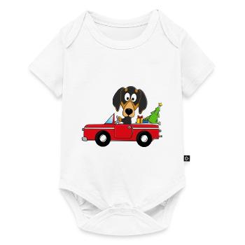 HUND - DACKEL - WEIHNACHTEN - AUTO - GESCHENKE - Baby Premium Kurzarmbody - Weiß - Vorne