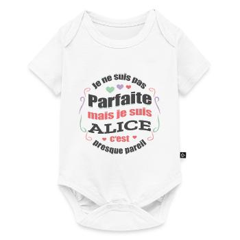 ALICE PARFAITE - PRENOM ALICE - Body à manches courtes Premium Bébé - blanc - Devant