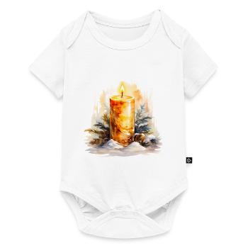 Golden Watercolor Candle in the Snow - Baby Premium short-sleeve bodysuit - white - Front