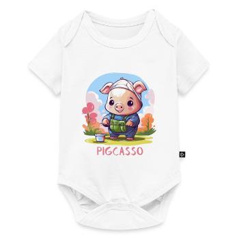 Pigcasso Lustiges Schwein Maler Kunstliebhaber - Baby Premium Kurzarmbody - Weiß - Vorne