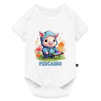 Pigcasso Lustiges Schwein Maler Kunstliebhaber - Baby Premium Kurzarmbody - Weiß - Vorne