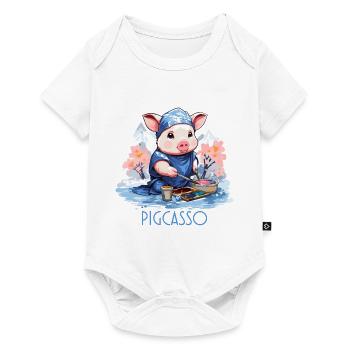 Pigcasso Lustiges Schwein Maler Kunstliebhaber - Baby Premium Kurzarmbody - Weiß - Vorne