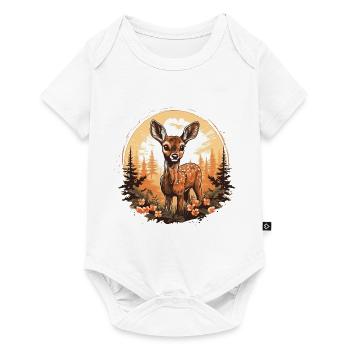 Cerf mignon avec des fleurs Animal Motif fauve - Body à manches courtes Premium Bébé - blanc - Devant