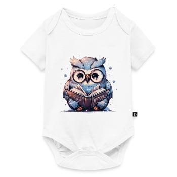 Cute Owl Book Reading Fan Books - Baby Premium short-sleeve bodysuit - white - Front