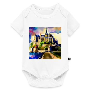 Abbaye du Mont-Saint-Michel, France - Body à manches courtes Premium Bébé - blanc - Devant