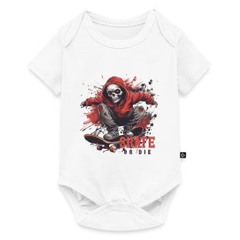 Skeleton Skull Skater Skateboarder Skateboard - Baby Premium short-sleeve bodysuit - white - Front