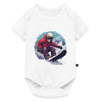 Totenkopf Snowboarder Snowboarden Apres Ski - Baby Premium Kurzarmbody - Weiß - Vorne