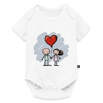 Amoureux, Figurines allumettes, Couples, Saint-Valentin - Body à manches courtes Premium Bébé - blanc - Devant