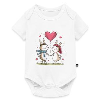 Drôle Lapin Couple Aimant Couple Saint Valentin - Body à manches courtes Premium Bébé - blanc - Devant