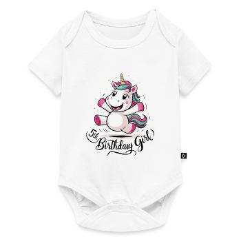 Licorne 5e anniversaire fille cadeau créatures mythiques - Body à manches courtes Premium Bébé - blanc - Devant
