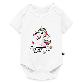 Licorne 5e anniversaire fille cadeau créatures mythiques - Body à manches courtes Premium Bébé - blanc - Devant