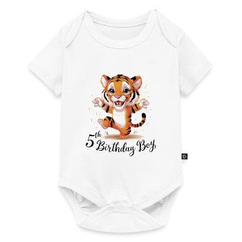 Mignon tigre 5e anniversaire cadeau animaux sauvages - Body à manches courtes Premium Bébé - blanc - Devant
