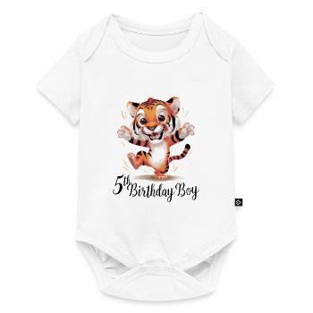 Mignon tigre 5e anniversaire cadeau animaux mignons - Body à manches courtes Premium Bébé - blanc - Devant