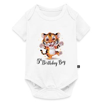 Mignon tigre 5e anniversaire cadeau animaux mignons - Body à manches courtes Premium Bébé - blanc - Devant