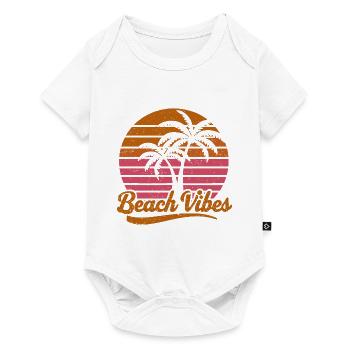Beach Vibes Rétro Soleil Vacances Palmiers Été - Body à manches courtes Premium Bébé - blanc - Devant