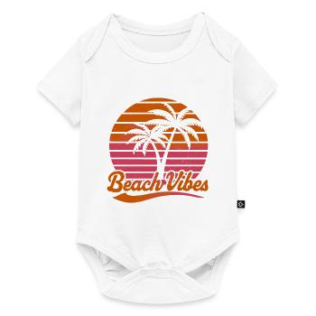 Beach Vibes Rétro Soleil Vacances Palmiers Été - Body à manches courtes Premium Bébé - blanc - Devant