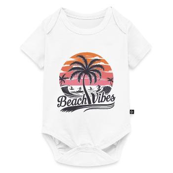 Beach Vibes Retro Surfer Palm Beach Vacation - Baby Premium short-sleeve bodysuit - white - Front