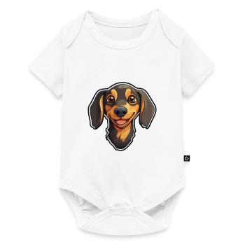 Dachshund Dog Breed Watercolor Cartoon Kawaii Clip - Baby Premium short-sleeve bodysuit - white - Front
