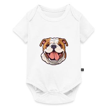 Bulldog chien race aquarelle dessin animé Kawaii Clipar - Body à manches courtes Premium Bébé - blanc - Devant