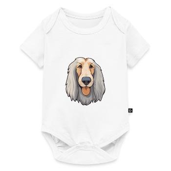 Lévrier afghan chien race aquarelle dessin animé Kawaii C - Body à manches courtes Premium Bébé - blanc - Devant