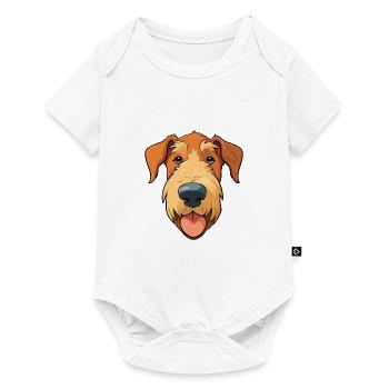 Airedale Terrier chien race aquarelle dessin animé Kawa - Body à manches courtes Premium Bébé - blanc - Devant