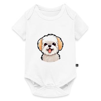 Chien maltais race aquarelle dessin animé Kawaii Clipar - Body à manches courtes Premium Bébé - blanc - Devant