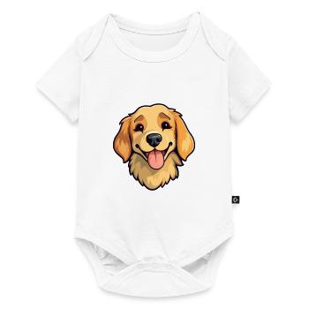 Golden Retriever chien race aquarelle dessin animé Kawa - Body à manches courtes Premium Bébé - blanc - Devant