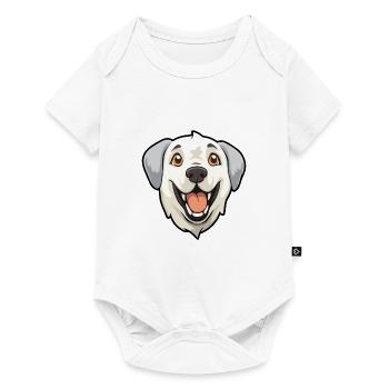 Grande race de chien des Pyrénées aquarelle dessin animé Kawaii - Body à manches courtes Premium Bébé - blanc - Devant