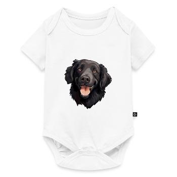 Flat Coated Retriever Dog Breed Watercolor Cartoon - Baby Premium short-sleeve bodysuit - white - Front