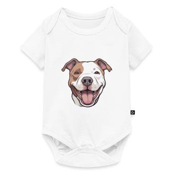 Pitbull Dog Breed Watercolor Cartoon Kawaii Clipar - Baby Premium short-sleeve bodysuit - white - Front