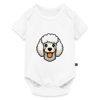 Caniche chien race aquarelle dessin animé Kawaii Clipart - Body à manches courtes Premium Bébé - blanc - Devant