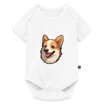 Norvégien Lundehund chien race aquarelle dessin animé K - Body à manches courtes Premium Bébé - blanc - Devant