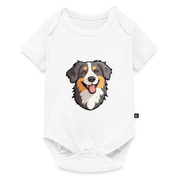 Miniature chien de berger américain race aquarelle C - Body à manches courtes Premium Bébé - blanc - Devant