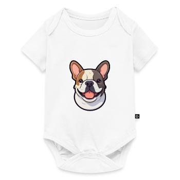 Bouledogue Français race chien aquarelle dessin animé Kawaii - Body à manches courtes Premium Bébé - blanc - Devant