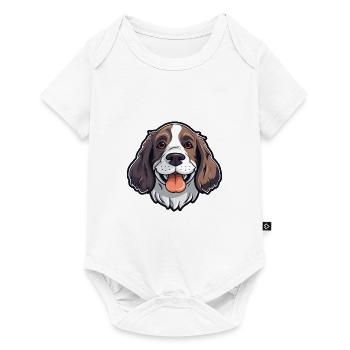 Anglais Springer Épagneul chien race aquarelle chariot - Body à manches courtes Premium Bébé - blanc - Devant