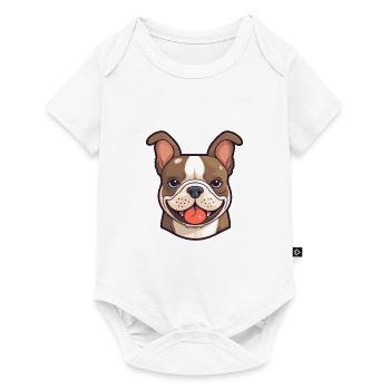 Bouledogue Français race chien aquarelle dessin animé Kawaii - Body à manches courtes Premium Bébé - blanc - Devant
