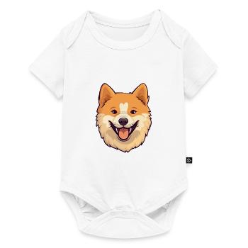 Finnischer Spitz Hunderasse Aquarell Karikatur Kawaii - Baby Premium Kurzarmbody - Weiß - Vorne