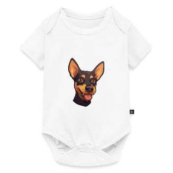 German Pinscher Dog Breed Watercolor Cartoon Kawai - Baby Premium short-sleeve bodysuit - white - Front