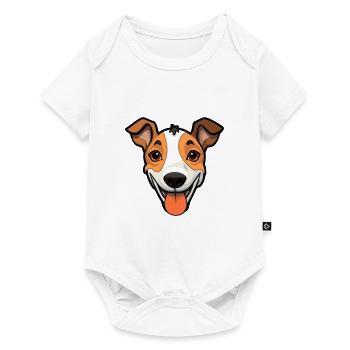 Glatte Foxterrier-Hunderasse Aquarell-Karikatur Ka - Baby Premium Kurzarmbody - Weiß - Vorne