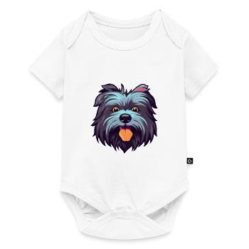 Skye Terrier chien race aquarelle dessin animé Kawaii C - Body à manches courtes Premium Bébé - blanc - Devant