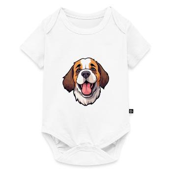 St Bernard chien race aquarelle dessin animé Kawaii Cli - Body à manches courtes Premium Bébé - blanc - Devant