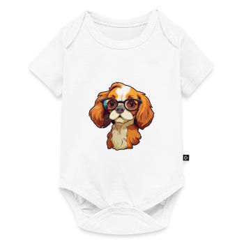 Cavalier King Charles Spaniel chien race aquarelle - Body à manches courtes Premium Bébé - blanc - Devant